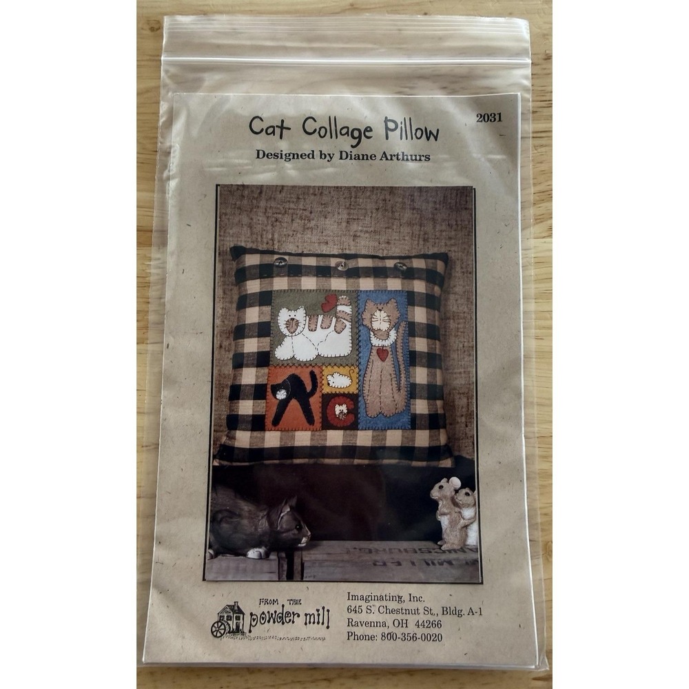 Cat Collage Pillow‎ Pattern Appliqués Designed by Diane Arthurs Uncut